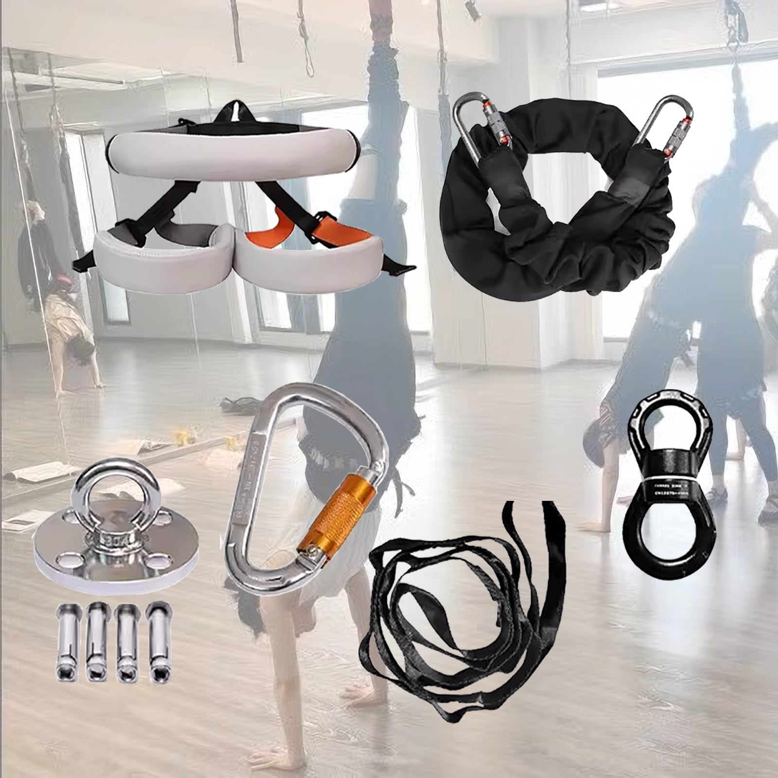 JYHHCYS Bungee Elastic Resistance Band Set - Anti-Gravity Dance Cord Ceiling Mount Improve Speed Fitness Agility - Bungee