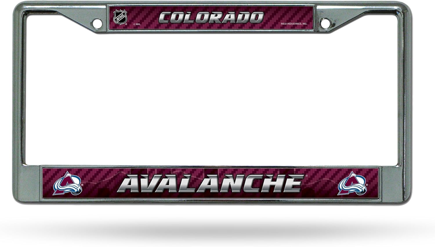 Rico Industries NHL Colorado Avalanche 12" x 6" Silver Chrome Frame W' Decal Insert Car/Truck/SUV Auto Accessory