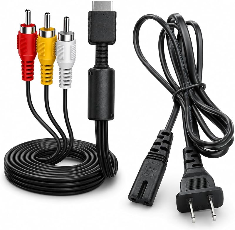 Cable de fuente de alimentación PS1 PS2 PS3 y cable de audio y vídeo AV RCA, compatible con consola Sony PlayStation 1 2 3 PSX, cable de salida múltiple AV compuesto para monitor de pantalla de TV