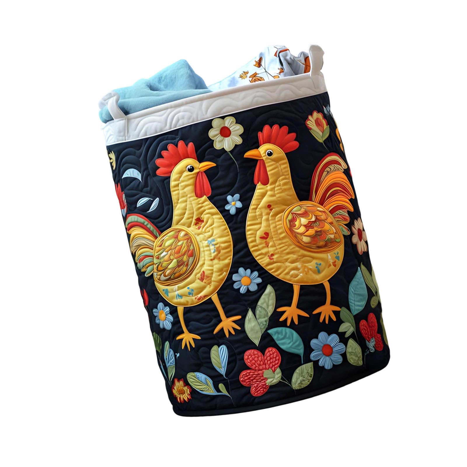APGLSXY Rooster Pattern Laundry Hamper 14 by 18 Inches Polyester Fabric Construction Versatile Storage for Home Farmhouse Laundry Hamper