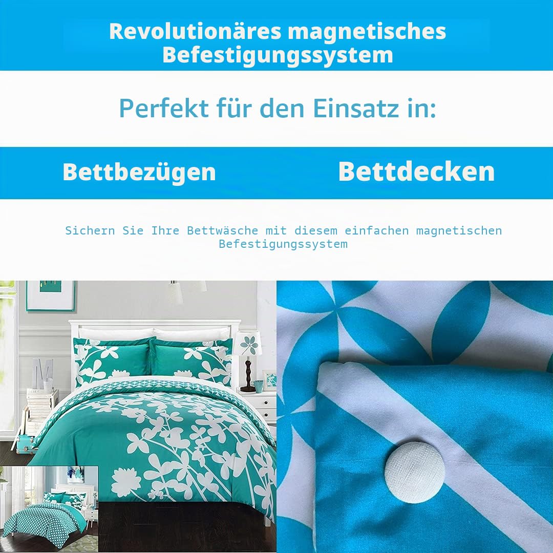 Pinion Pins Magnetische Bettdeckenclips mit Magnetschlüssel für einfaches Entfernen, 16 Stück, BettdeckenVerschlüsse, die sicher verschließbar sind und bis zu 4,5 kg halten