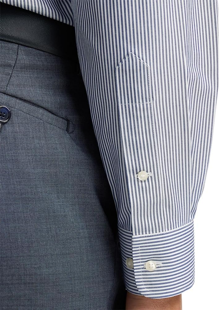 Paul Fredrick Men's Tailored Fit Cotton Non-Iron Pinpoint Cotton Dress Shirt - Image 4