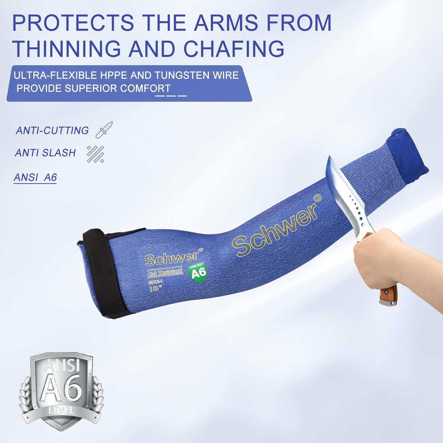 Cut Resistant Set for Men, ANSI A9 Cut Resistant Gloves with Foam Nitrile Coated & ANSI A6 Cut Resistant Sleeves,Cut Proof Gloves & Protective Arm Sleeves,for Cutting Metal and Wood Carving