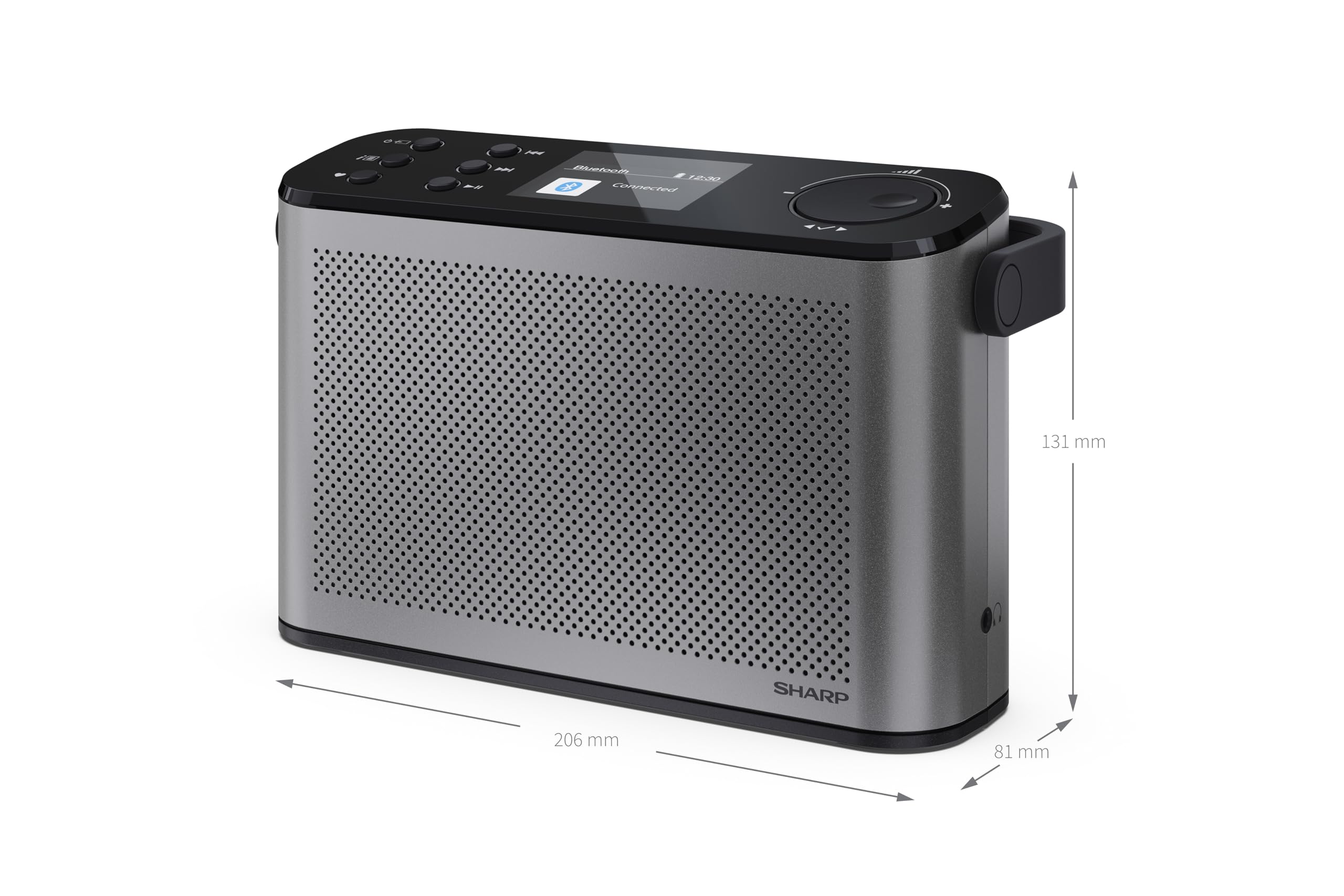 Sharp Osaka Przenośne radio cyfrowe DR-P540(GY) – radio DAB+/FM z Bluetooth 5.3, BestTune™, kolorowy wyświetlacz 2,4″, głośniki stereo, akumulator litowo-jonowy, zasilanie przez port USB (typ C