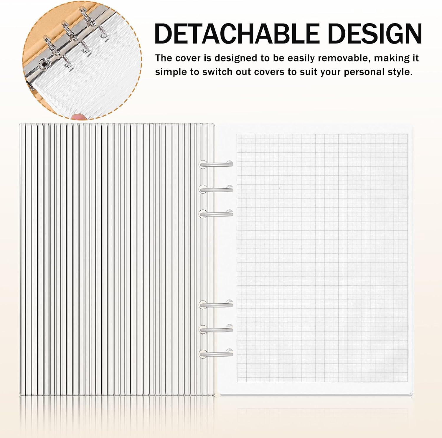 SHOWERORO A5 Acrylic Binder Cover Clear 6-Ring Planner Notebook Shell Removable Protective Budget Binder Jacket for Travel Journal School Office Financial Planning image 3