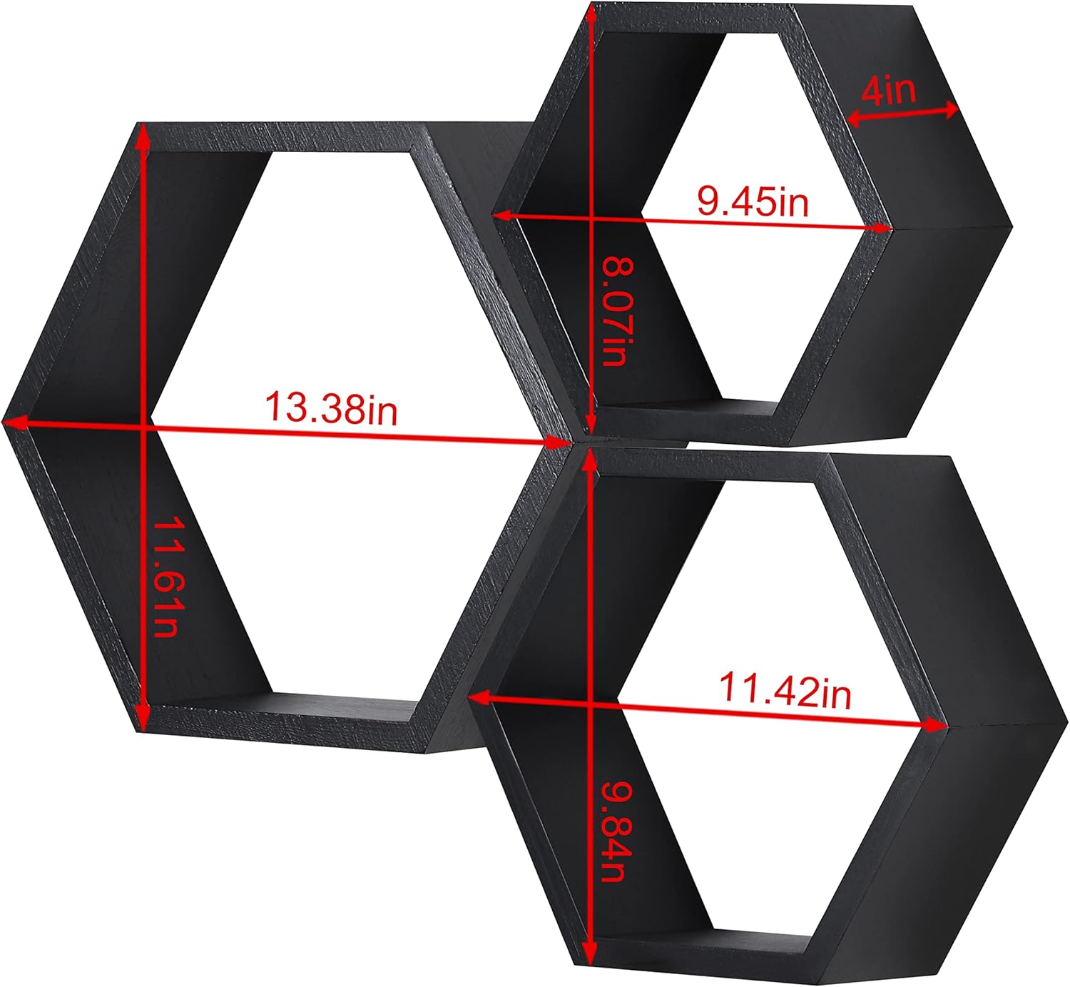PHOENANCEE Hexagon Floating Shelves,Honeycomb Shelves Set of 3,Wall Mounted Wood Farmhouse Hexagonal Storage Shelf for Bathroom, Kitchen, Bedroom, Living Room