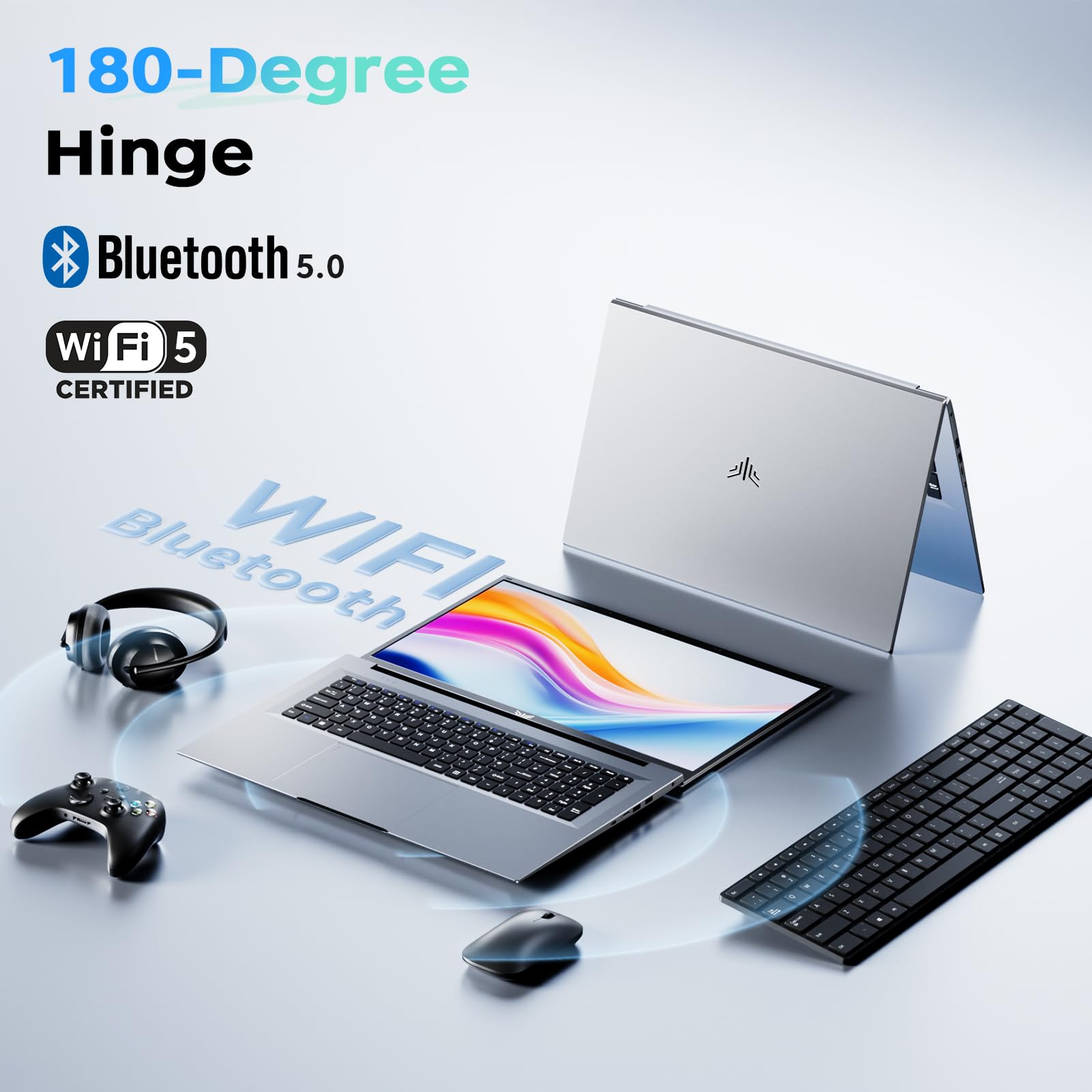 Tivique 18,5" pc portatile, Processore N150, 8000mAh computer portatile FHD 4 Core 16GB RAM 512GB SSD, Display IPS 1920x1080, Schermo FHD, HDMI & USB-C, 3X USB3.2, Laptop Leggero per Studio e Ufficio