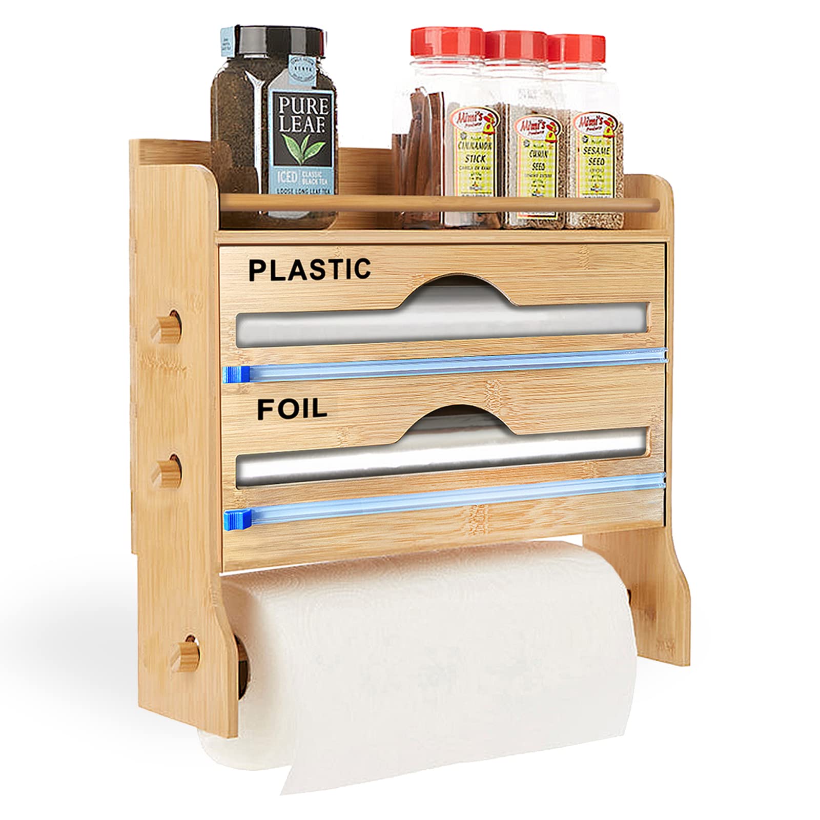 Buy Glamativity 4 in 1 Wall Foil and Plastic Wrap Organizer with Cutter