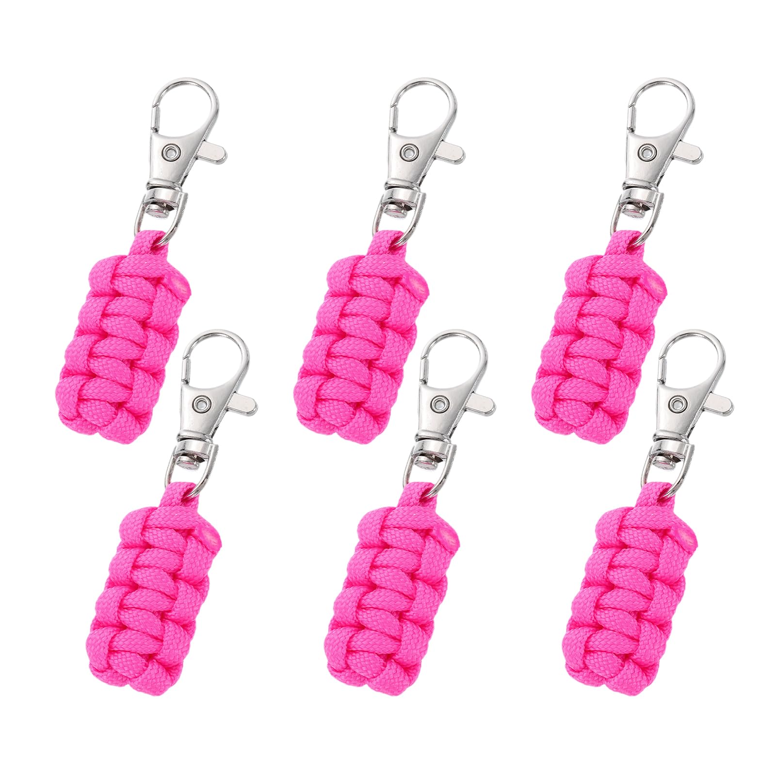 YELARXI Paracord Zipper Pull Polyester Zipper Pulls Replacement Woven Rope with Metal Clasp, 80 mm Length Fit for Backpacks Clothing Luggage Accessories - Cylinder (6 Pack, Pink)