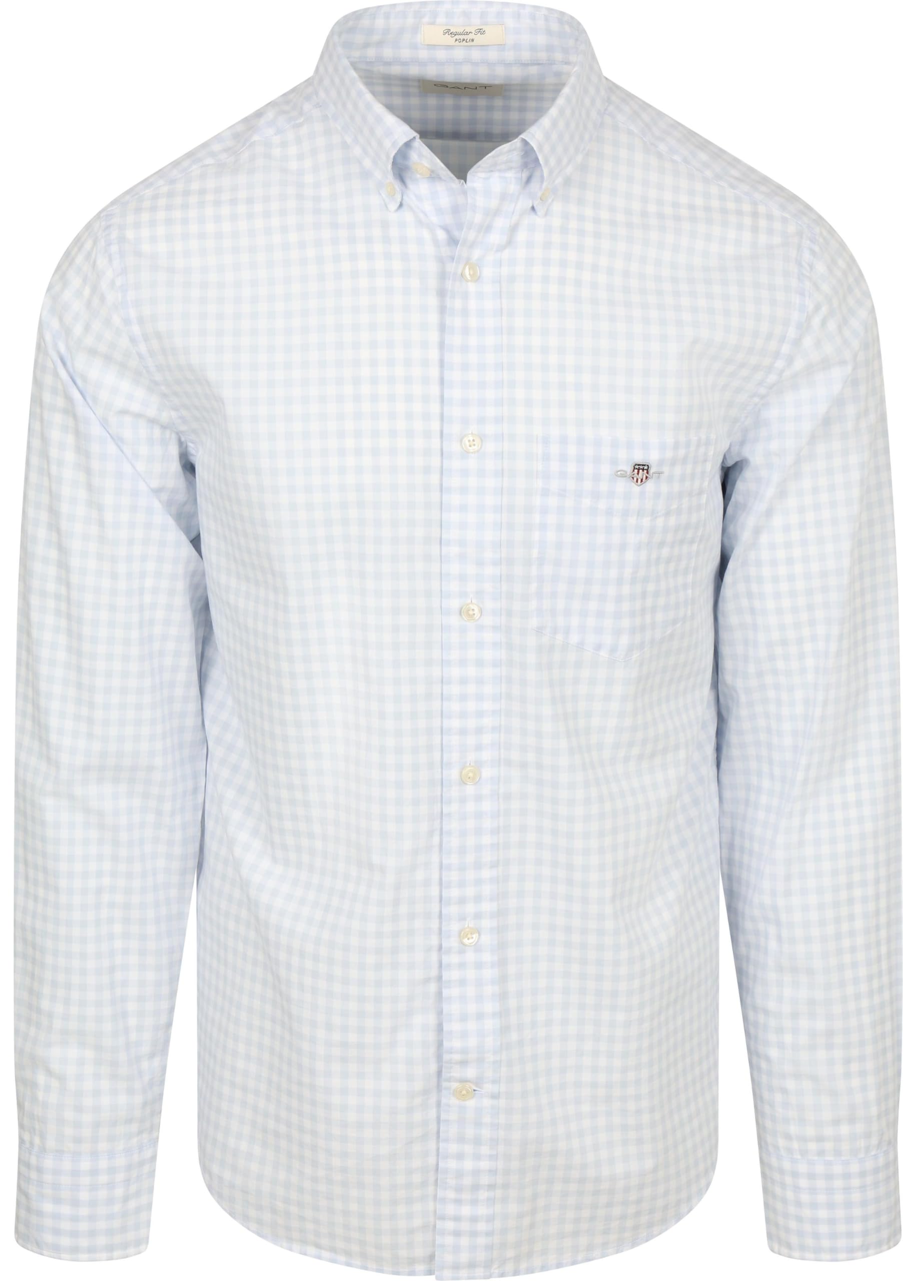 GANT Męska koszulka REG POPLIN Gingham, klasyczna koszula, jasnoniebieska, standardowa, jasnoniebieski, 4XL