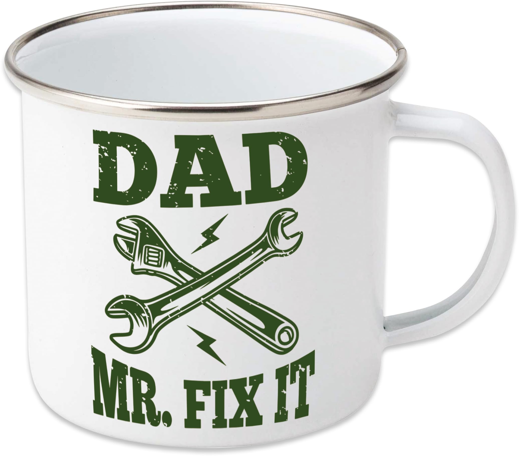 Mr Fix It Enamel Mug Gift for Dad 350ml DIY Coffee Cup Camping Fathers Day