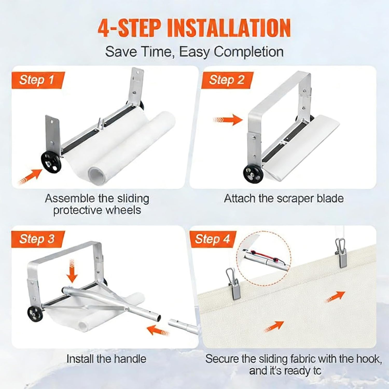 Snow Roof Rake with Wheels 30FT - Telescopic Aluminum Snow Removal Tool with Nylon Slide for Roof/Leaves, Heavy Duty Winter Shovel