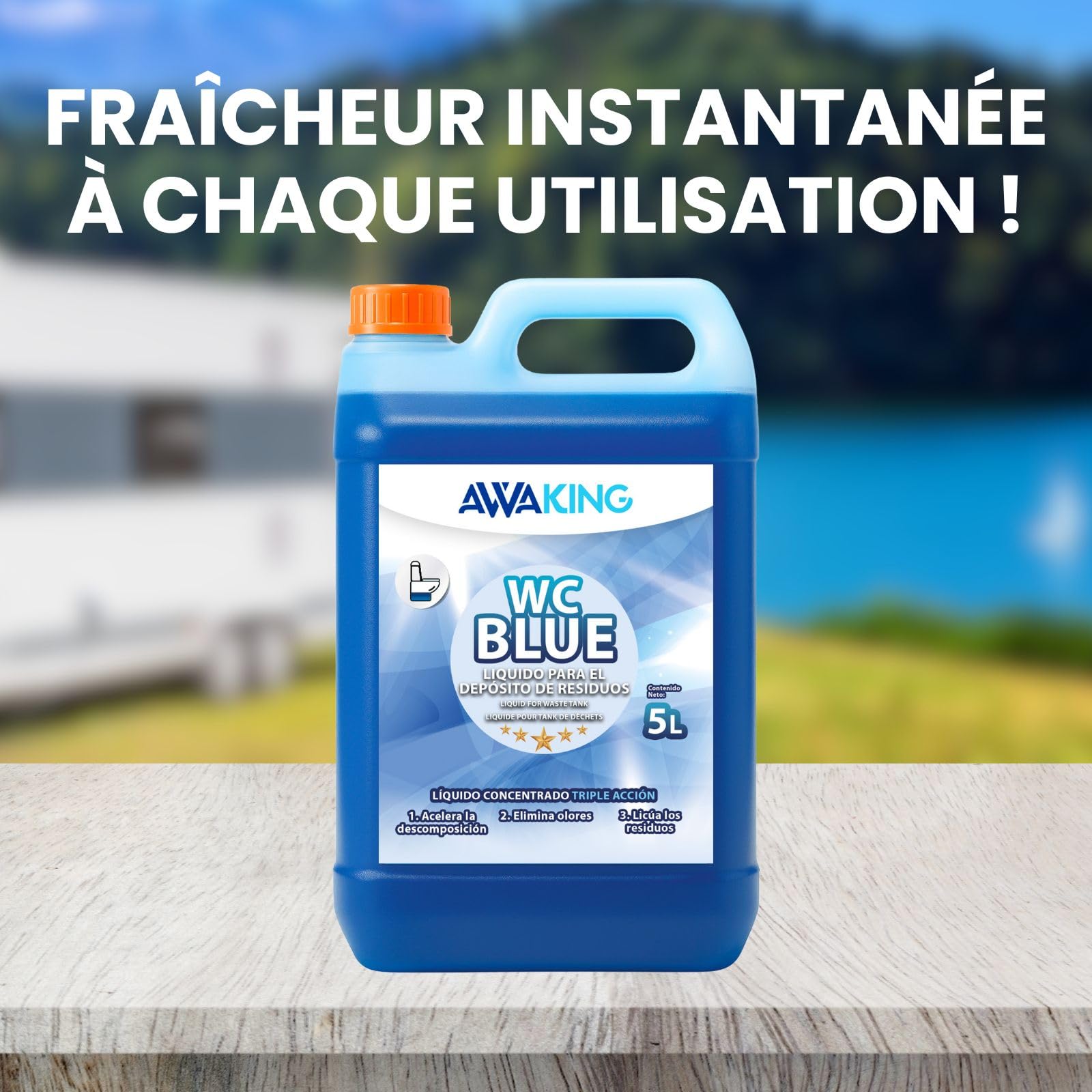 Plantawa Liquide WC Chimique Bleu 5 Litres | Concentré Liquide pour les Eaux Usées des Caravanes | Décomposition Efficace et Élimination des Odeurs pour les Toilettes Portables ou Potti