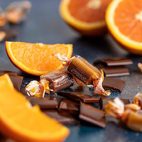 Miniatura 2 de Béquet Caramelo  Chocolat A L'Orange  Caramelo envuelto individualmente  Hecho en Montana  Kosher (Estrella D) y sin gluten  Bolsa resellable de 24