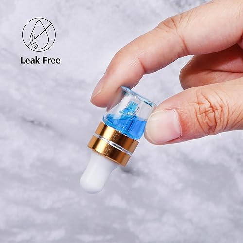 Miniatura 4 de Paquete de 50 botellas cuentagotas de vidrio transparente de 0.0 fl oz con 2 cuentagotas de plástico, mini botellas cuentagotas de muestra para