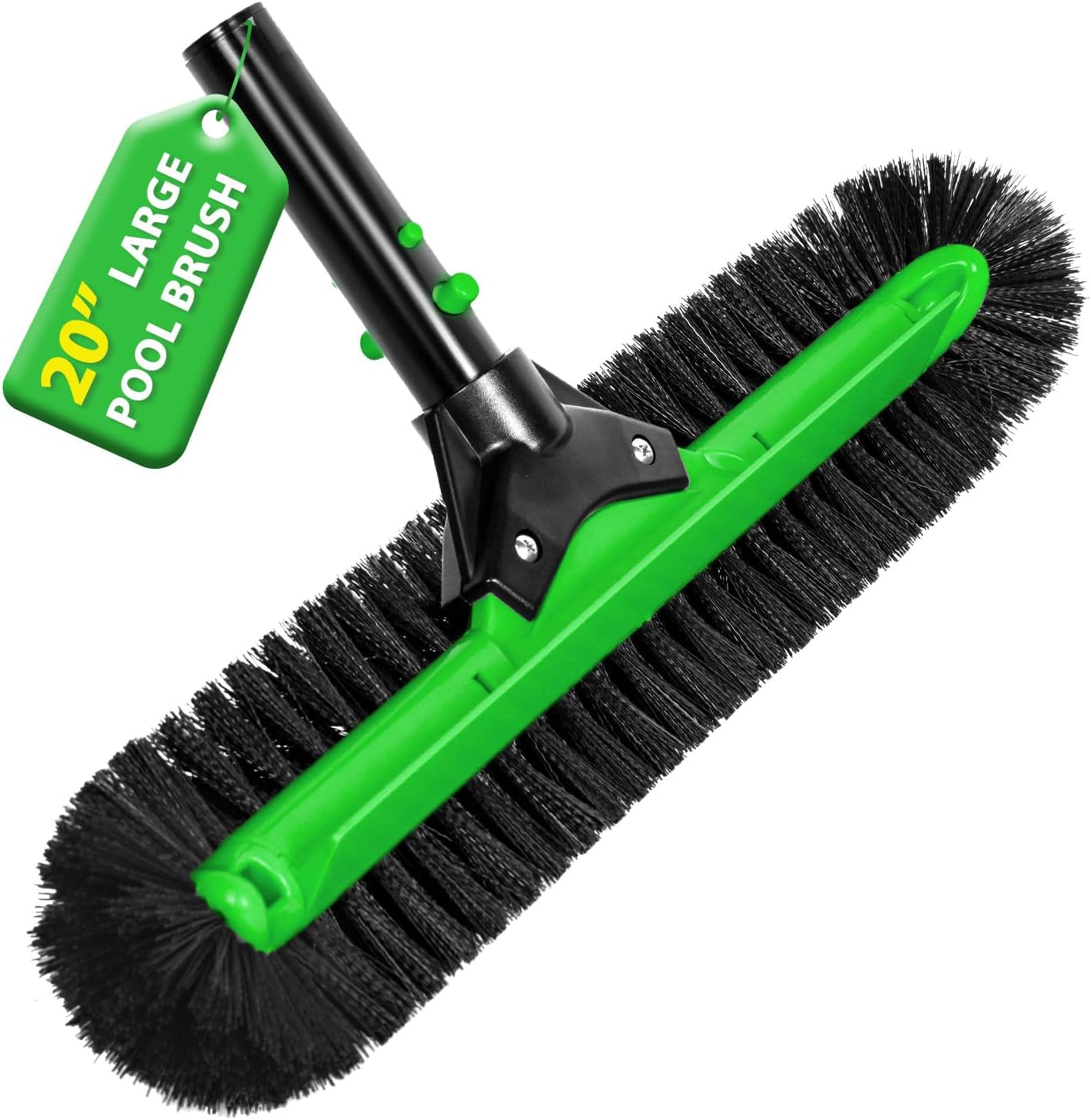 20" Wide Pool Brush Head, Heavy Duty Pool Scrub Brush with 12-Rows Soft Bristles, Inground/Above Ground Pool Brushes with Curved Ends, Clean Pool Wall, Floor, Step, Corner Faster, Safe for Vinyl Liner