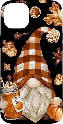 iPhone 14 Plus lindo patrón de Acción de Gracias para el caso de especias de calabaza y gnomo de otoño
