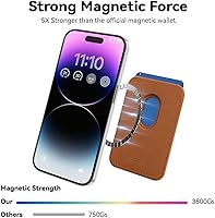 Vista 2 de Amzone Tarjetero de Cuero RFID Magnético Más Fuerte Compatible con Mag-Safe para iPhone 16 Series, Accesorios Mag-Safe que se Adhieren a las Series