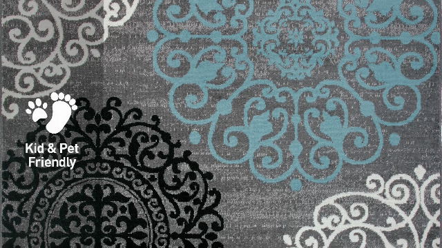 Tapete Floral Moderno 5'3" x 7'3" Gris miniatura 7