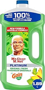 Mr. Clean All Purpose Cleaner, Floor Cleaner for Mopping Home, Mop Soap, Bathroom, &amp; Kitchen, Cleaning Liquid for Mop &amp; Bucket, Cleaning Supplies, Multi-Surface Dilutable, Gain, 1.89L