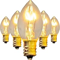 Vista 4 de EST. LEE DISPLAY L D 1902 Bombillas C7 para el 4 de julio, luces de Navidad multicolor transparentes, bombillas de repuesto rojas, blancas y azules