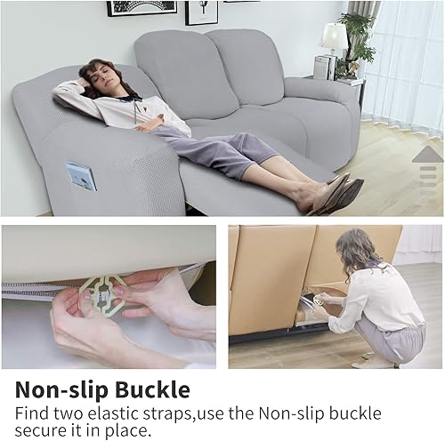 Miniatura 515 de Funda elástica para sofá reclinable de fácil colocación, Tela mezcla de poliéster Algodón, Arena