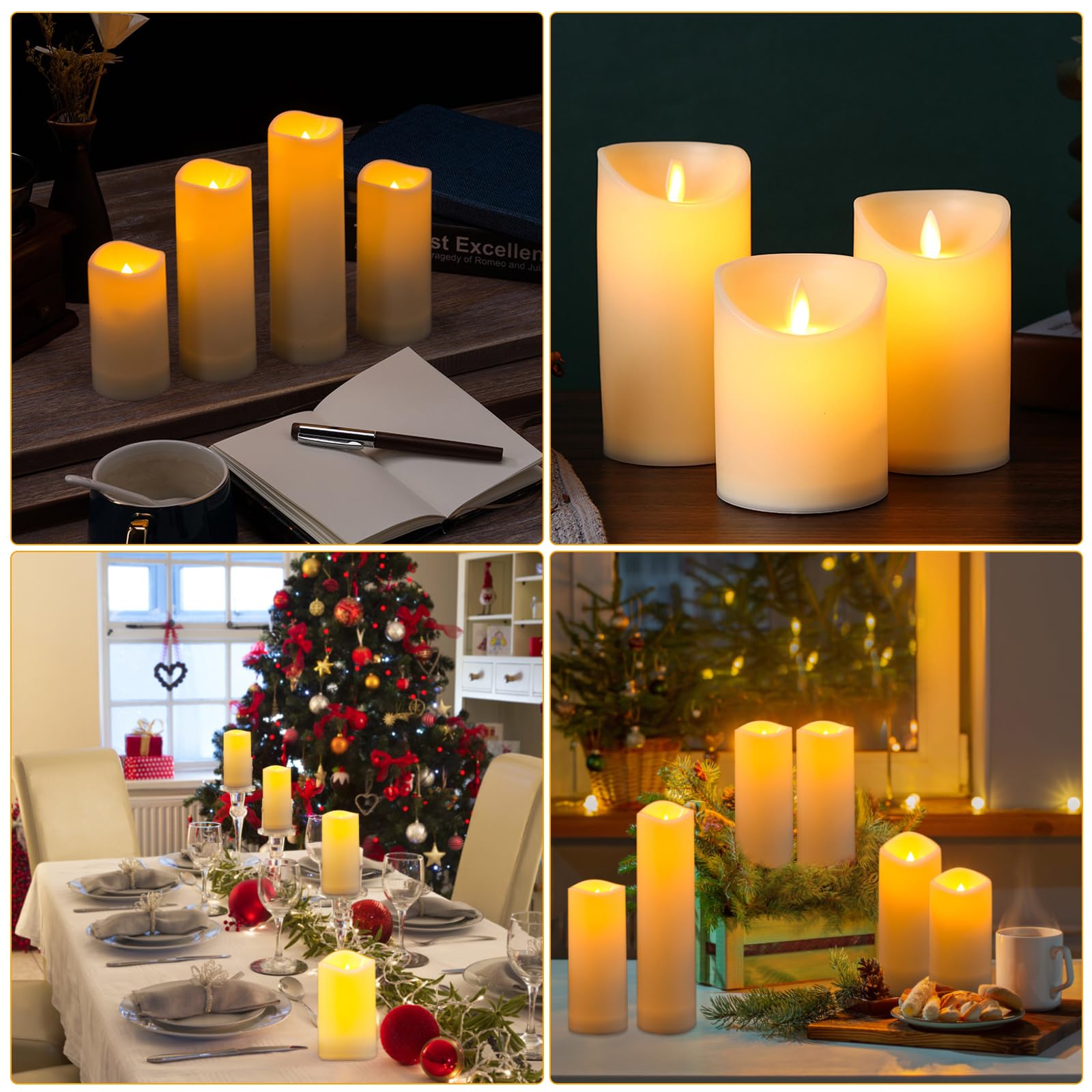 Candele a LED, set di 12 candele senza fiamma, per esterni, impermeabili, senza fiamma, con telecomando a 10 tasti, funzione timer, candele a batteria, candele a LED