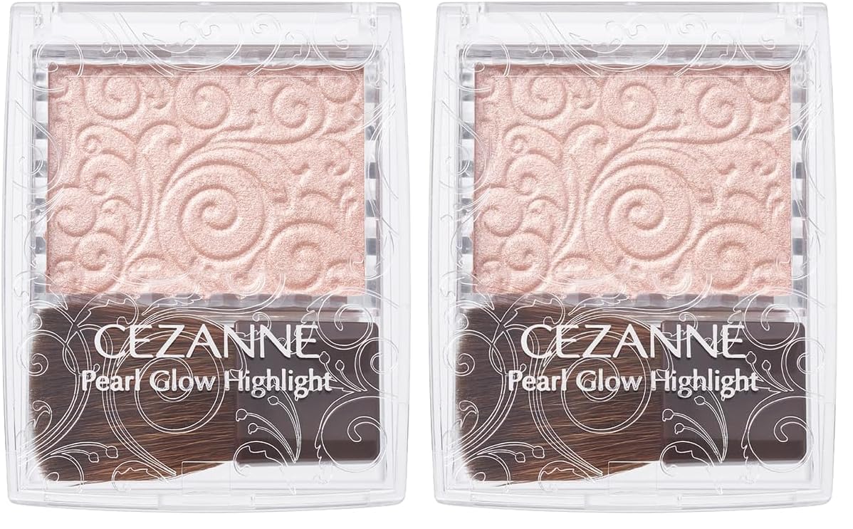 Cezanne Pearl Glow Highlights 02 Roses Beige Highlights with Luminous Wet Luster Pearl Brush 2.4 Grams (x2) : Beauty