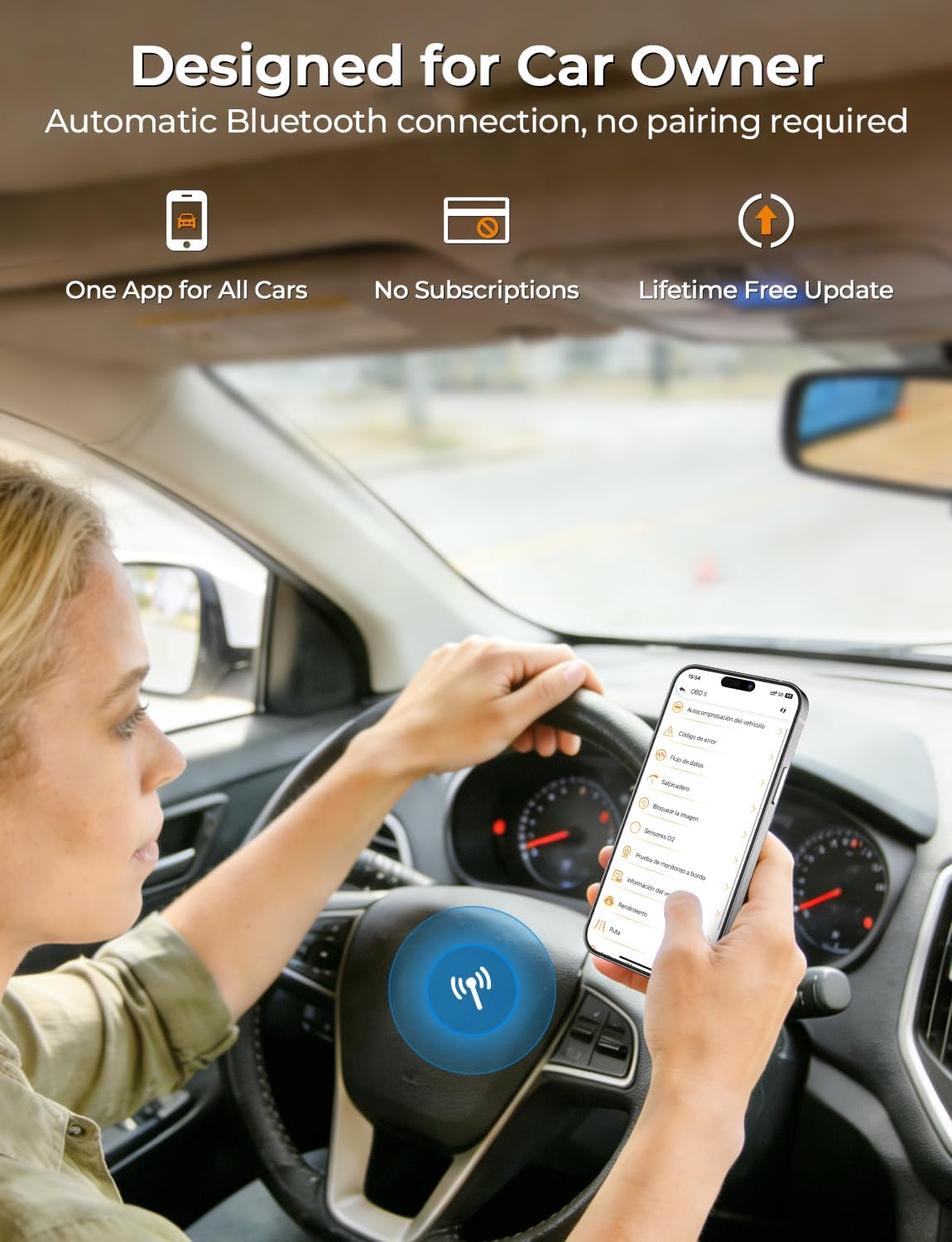 AUTOPHIX 3210 OBD2 Scanner Bluetooth, Wireless Code Reader for Car - Check Engine Light & Battery - Easy DIY Car Diagnostic Scanner Tool for 1996+ Vehicles, No Subscription Fee for iPhone & Android