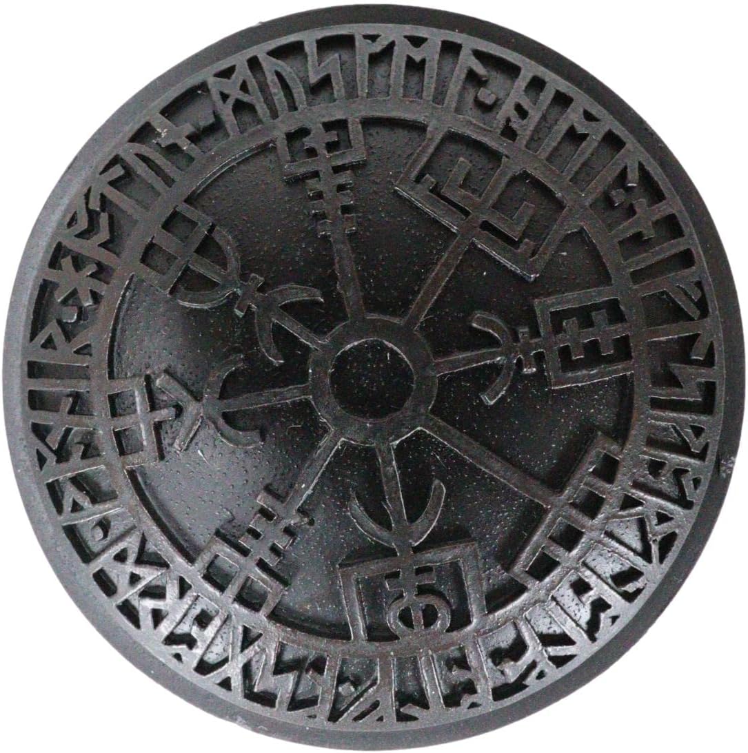Ebros Gift Norse Mythology Black Thor Mjolnir Hammer Vegvisir Magical Talisman Compass Jewelry Small Decorative Trinket Stash Jewelry Box Figurine As Viking Old Gods Odinson Accent