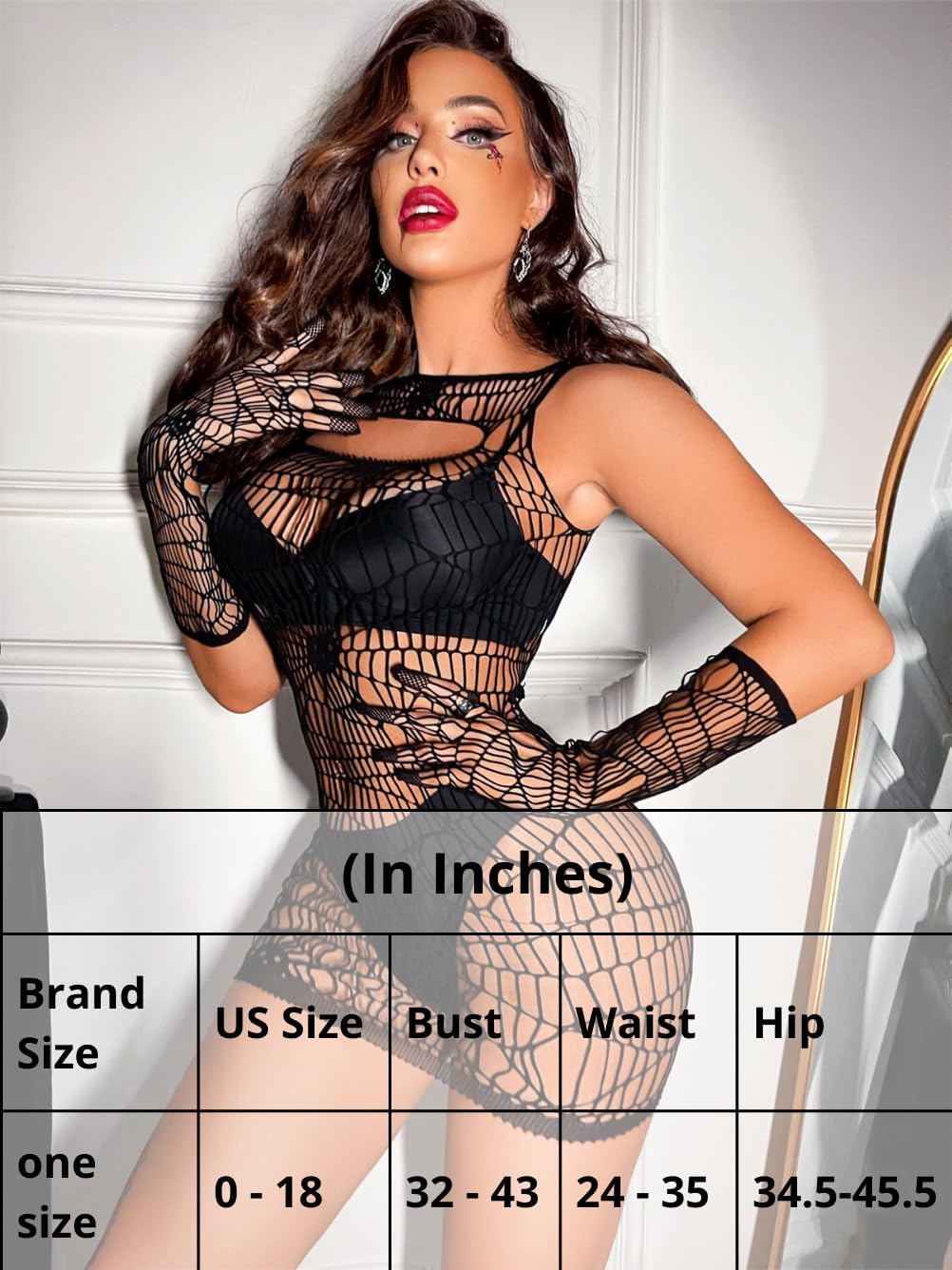 EHSUYAB Rave Outfits for Women, Gloves Mini Bodycon Fishnet Dress Clubwear