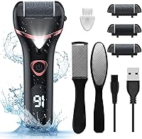 Geopu Electric Foot Callus Remover Rechargeable: Waterproof Pedicure Kit with 3 Rollers, Professional Dead Skin Scrubber for Smooth Feet