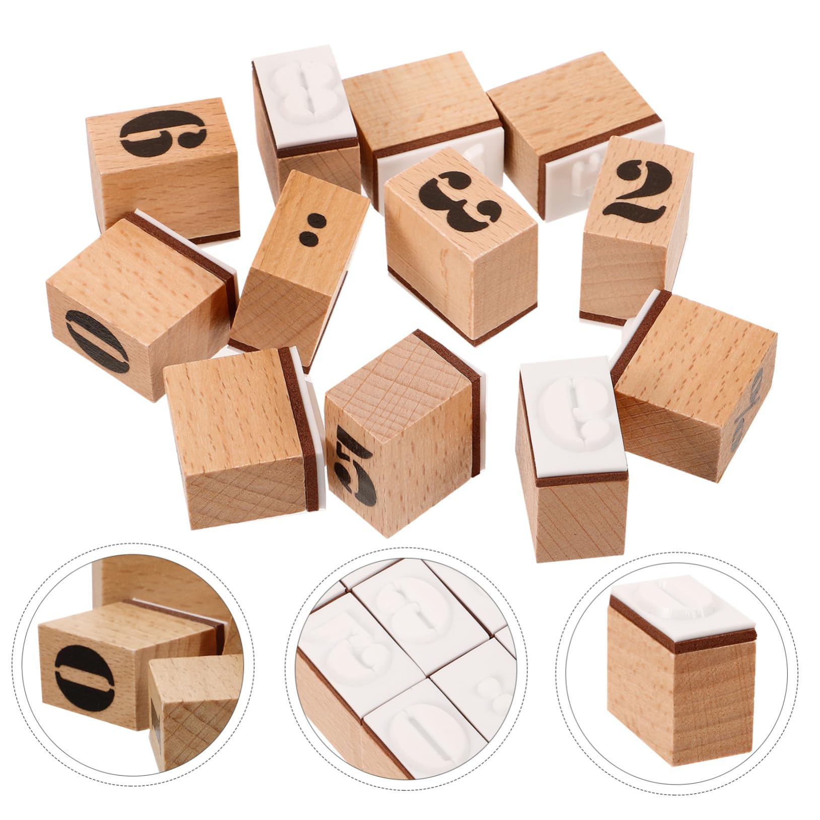 SEWACC 5sätze Holzstempel Multifunktionale Zahlenstempel Für Scrapbooking Journaling Vintage Design Für Karten Handwerk Persönliche Projekte Praktische Und Langlebige Stempel Für