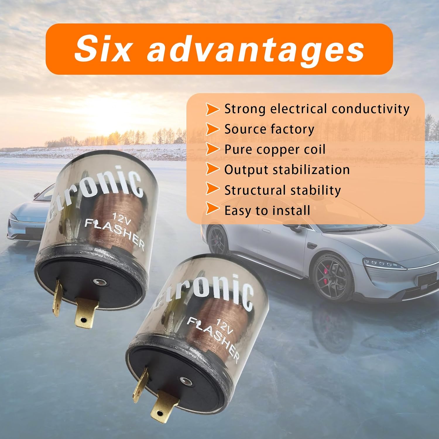 ijuicy 2 PCS LED Flasher Relay, 12V 2 Pin Flasher Relay for Led Turn Signal, Universal Turn Signal Flasher for Most Cars Trucks (Transparent)