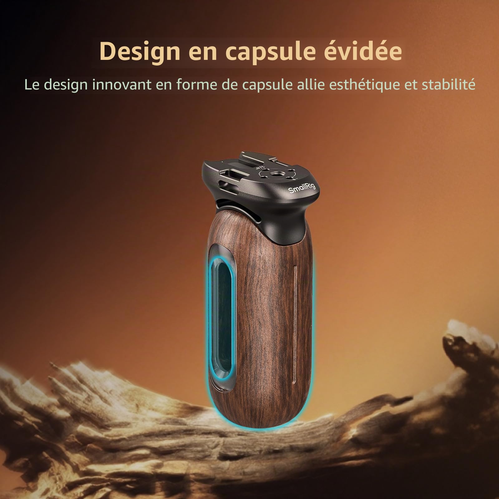 SMALLRIG Poignée Latérale en Bois pour Cages d'Appareil Photo avec Vis de Positionnement 2 en 1, Poignée Ergonomique Côté Gauche ou Droit, Réglage Vertical de 29 mm, Capacité de Charge de 15 kg - 5238