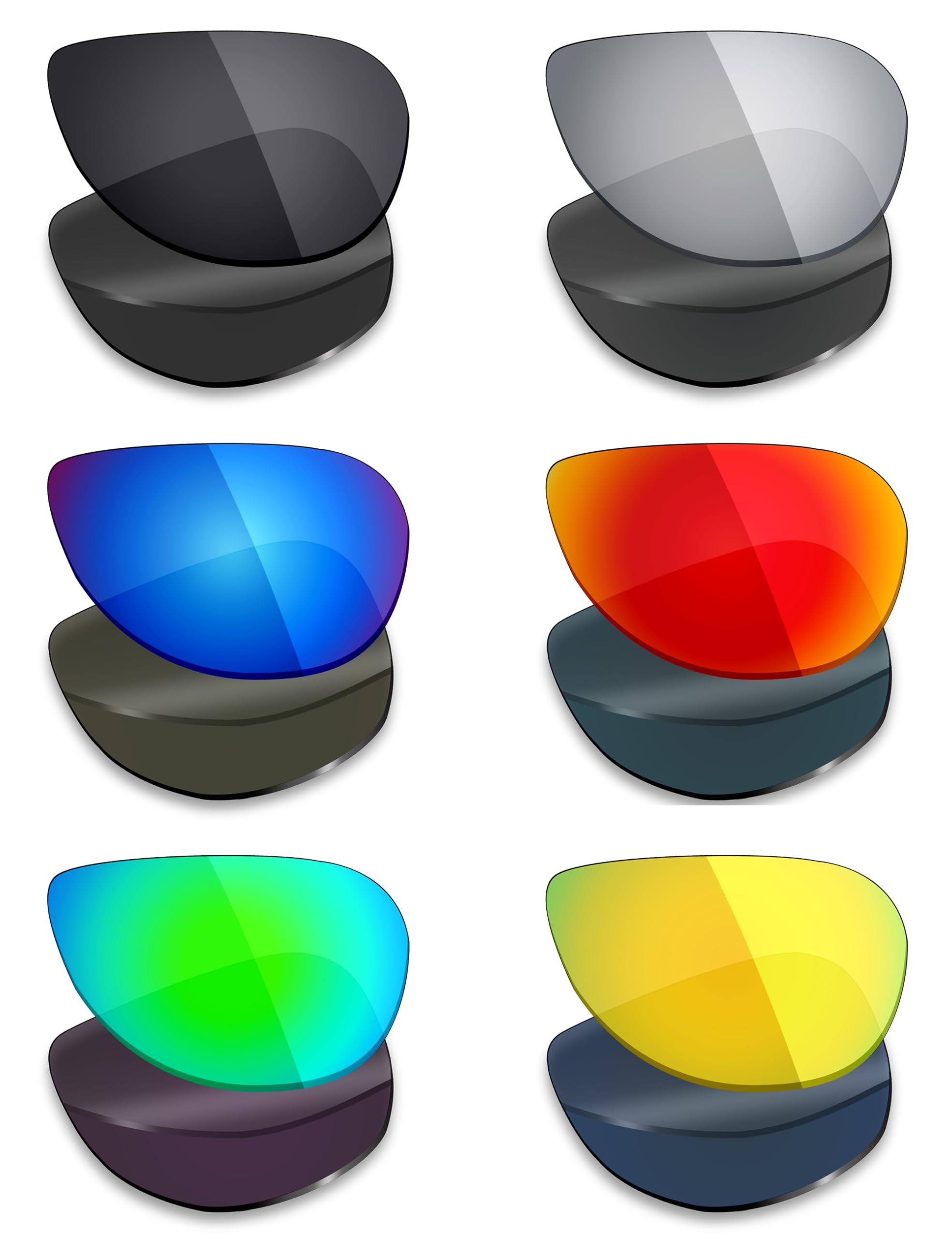 Mryok 6 Pairs Polarized Replacement Lenses for Maui Jim Guardrails MJ327-58mm Sunglass - Stealth Black/Fire Red/Ice Blue/Silver Titanium/Emerald Green/24K Gold
