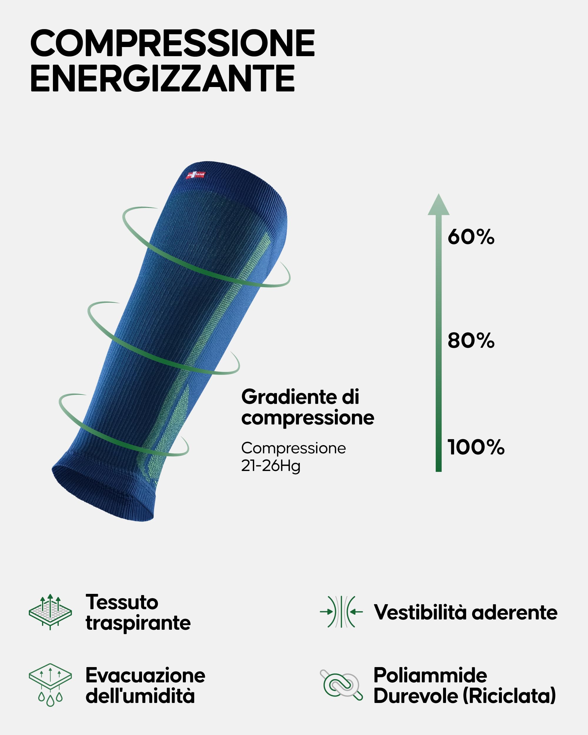 DANISH ENDURANCE Fasce a Compressione Graduata Uomo Donna, 21-26mmhg, Scaldamuscoli per Polpaccio, Gambaletti Compressione, 1 o 3 Paia - 2