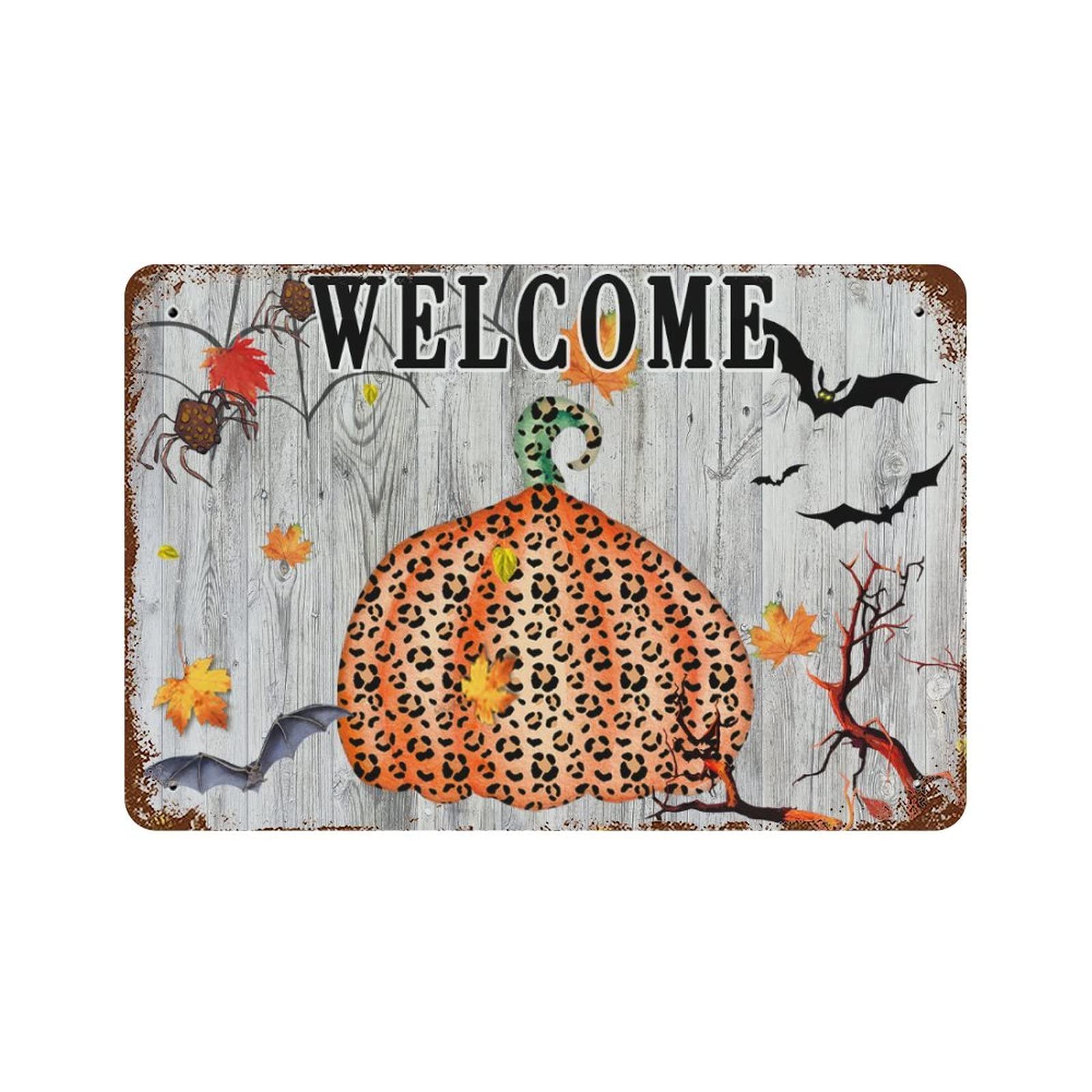Panneau citrouille Halloween plaque metallique durable mur et porte