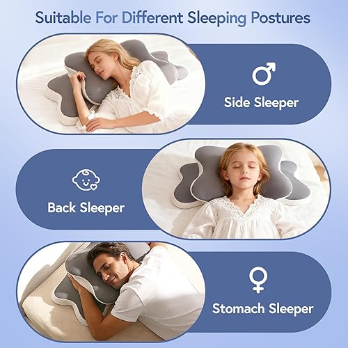 Miniatura 7 de Ergonomic Cervical Neck Pillow for Neck Pain Relief, Dual-Height Adjustable Contour Memory Foam Pillow for Sleep, Cooling Pillow for Side, Back &