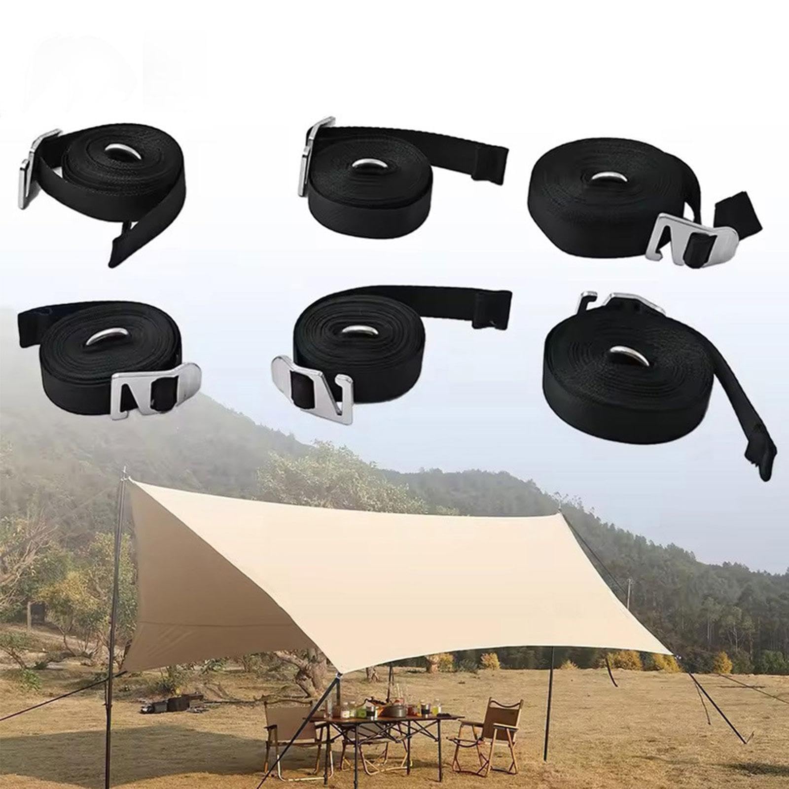 6 Teiliges Zeltseil Set Zur Befestigung von Zeltplanen mit Aufbewahrungstasche, Leichtes Outdoor Gurtband für Campingzelte Und Wanderungen