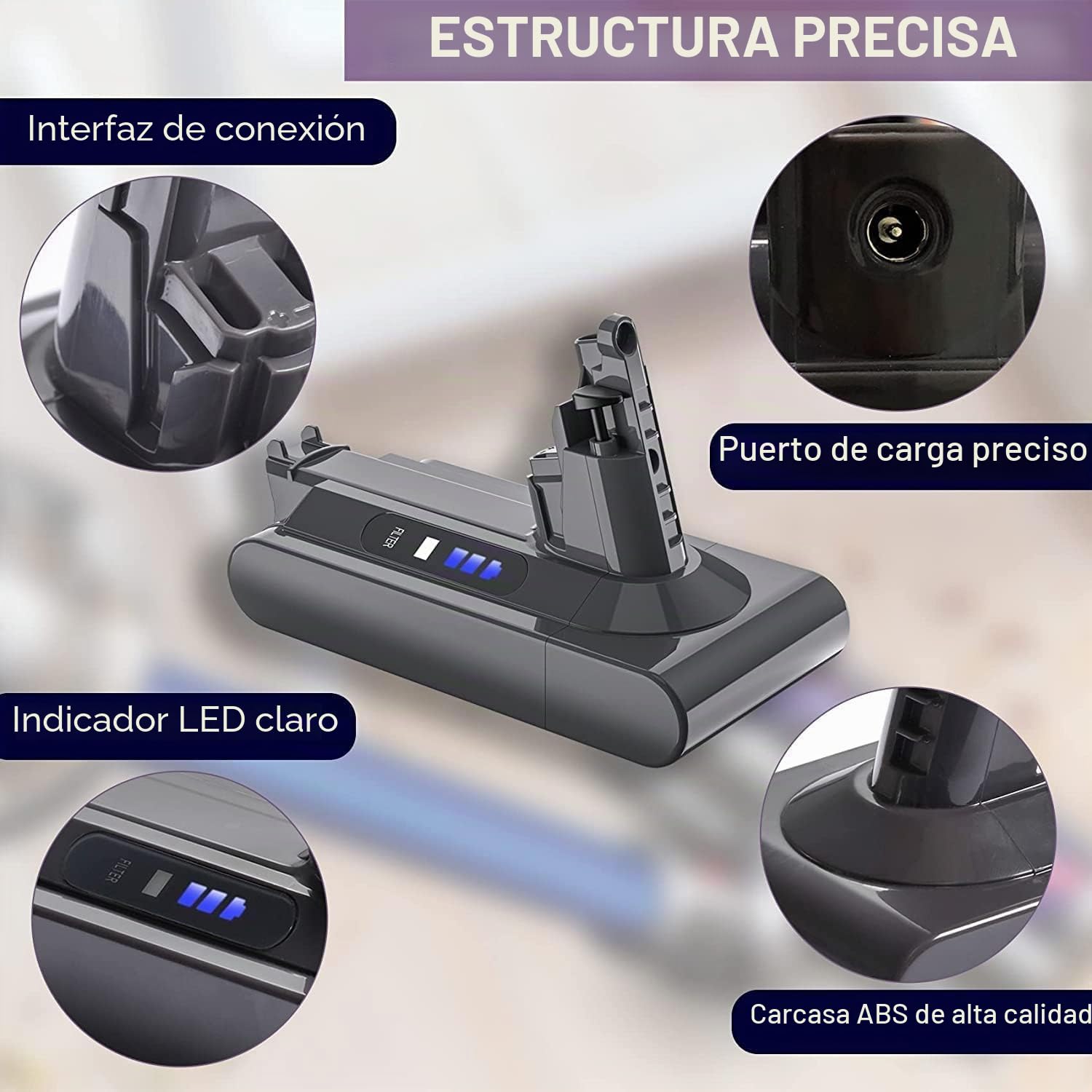 Batería para Dyson V10 SV12, LONGFIT 6500mAh Batería compatible con Dyson Cyclone V10 Animal V10 Absolute V10 Fluffy V10 Motorhead V10 Total Clean Aspirador