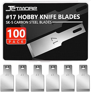 Jetmore 100 Pack Hobby Blades Set #17 Craft Knife Blades Refill Hobby Knife Replacement Blades with Storage Box for Art and Craft Scrapbooking Supplies Cutting Caving