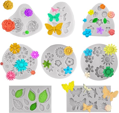Fondant Mould 8 Styles of Rose Flowers Camellia With Leaves Flowers Sugar Flipping Silicone Mold Baking Cake Decoration Tools Plaster Mold