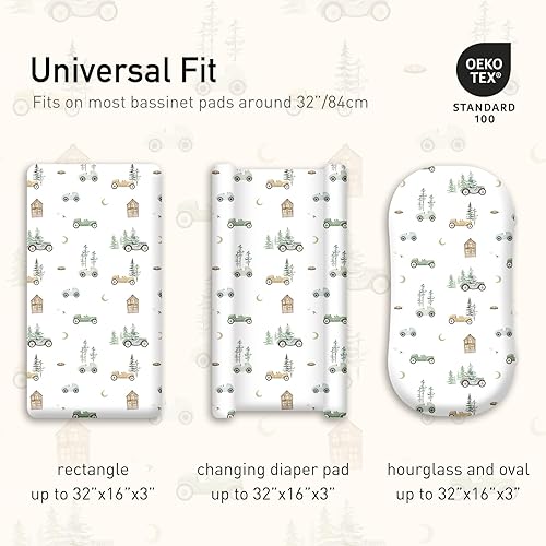 Miniatura 5 de Gllquen Baby Paquete de 4 sábanas de moisés, transpirable, acogedora, con patrón de moda para cuna de viaje, sábanas estándar seguras para cuna para