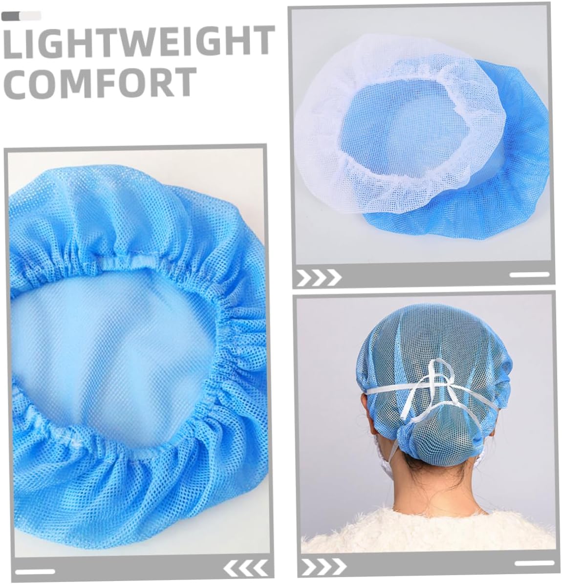 Beavorty 8Pcs Antistatic Disposable Hair Net Caps for Food Service Chef Use Unisex Mesh Head Cover Comfortable Breathable Dustproof Hats