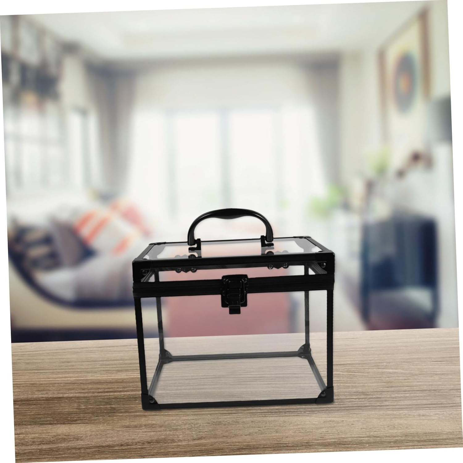 Portable Transparent Makeup Storage Box with Lockable Jewelry Organizer Clear Display Case for Travel Vanity and Bathroom Versatile Cosmetic Storage