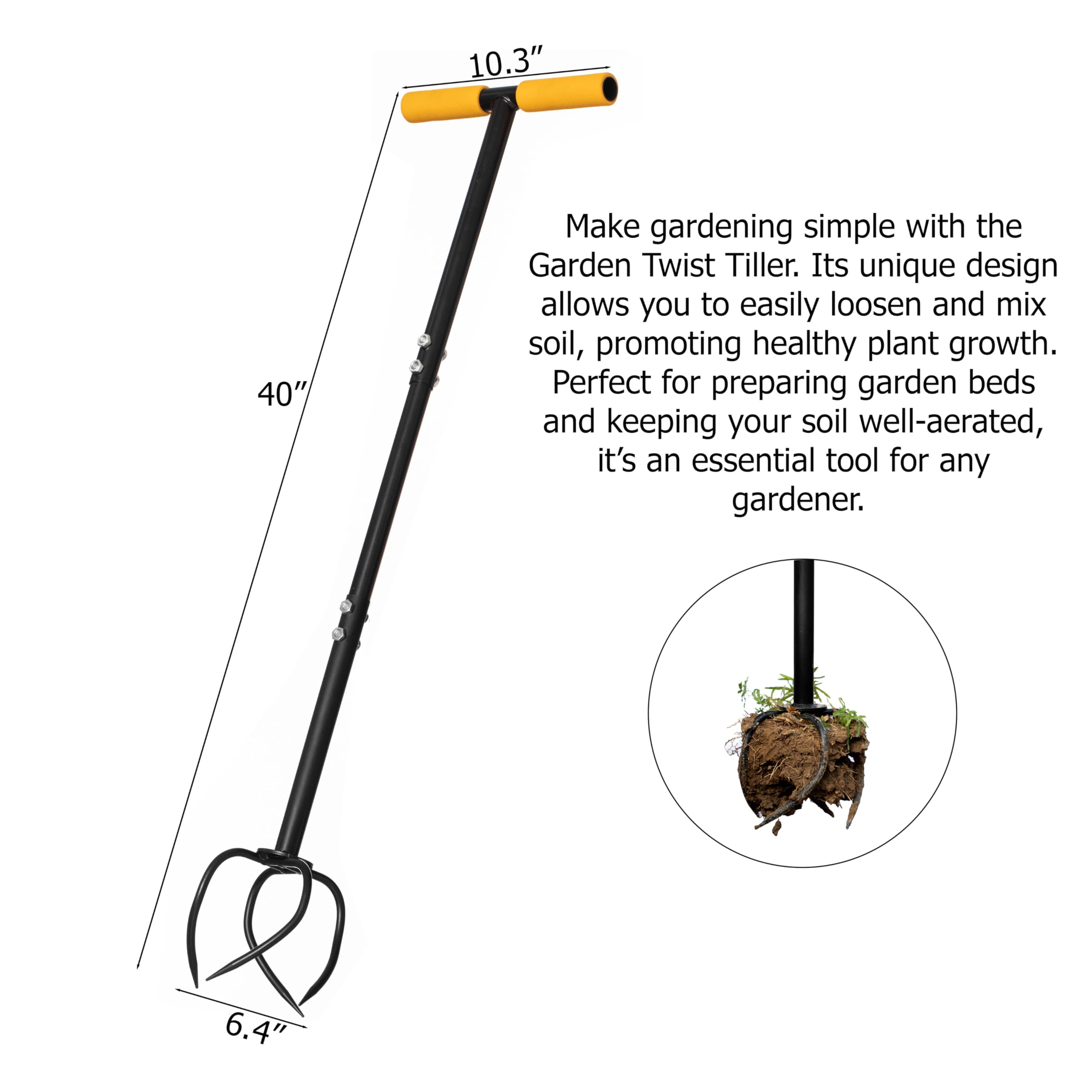 Gardenised Pico aireador de césped de 40 Pulgadas, Herramienta de aireación de Suelo para el Cuidado del césped, el Patio y la Salud del jardín, Suelo Compacto, aireación de césped,