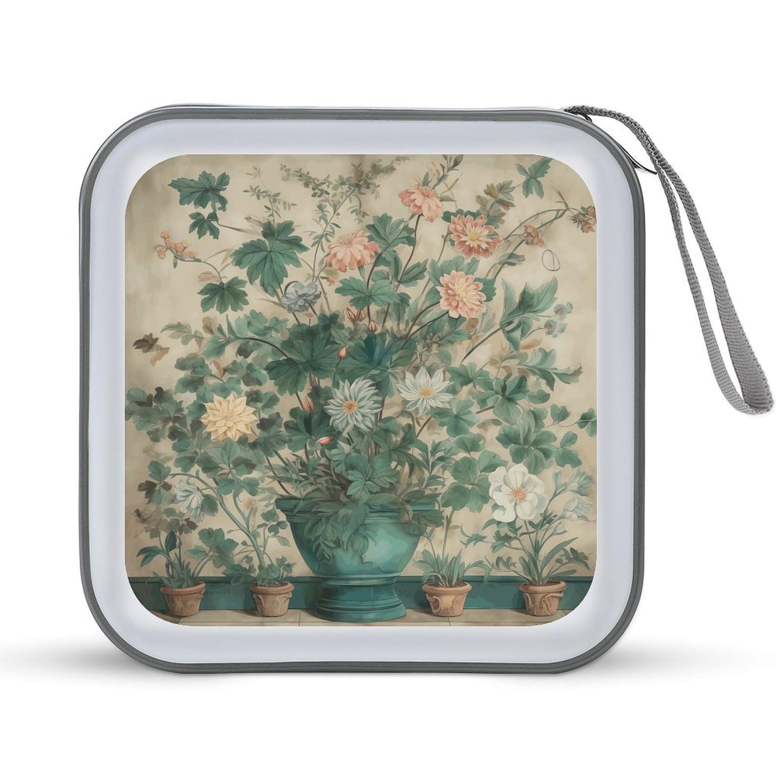 VstaDank A Watercolor Flower Painting CD Case with Hand Strap Lightweight DVD Wallet Holder 40 Capacity CD/DVD Case Wallet Protective CD Wallet CD/DVD Portable Storage Binder for Car Home Office
