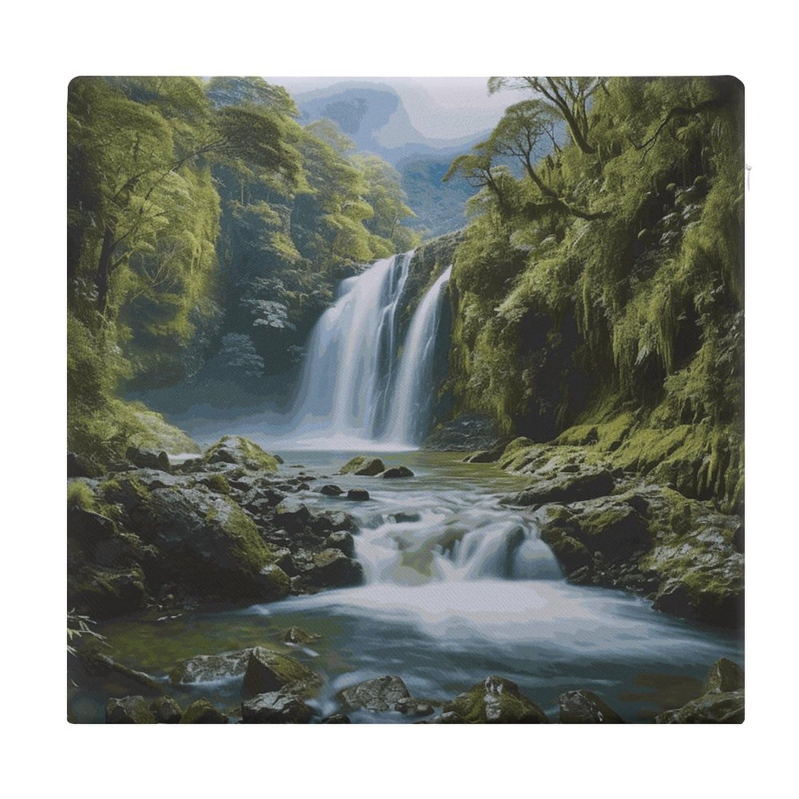 LDGSUPH Waterfall Landscape Painting Seat Cushions for Office Chair Cushion Square Pillows Seating Soft Floor Cushions Cozy Couch Cushion Support Memory Foam Chair Pads for Home Travel Car
