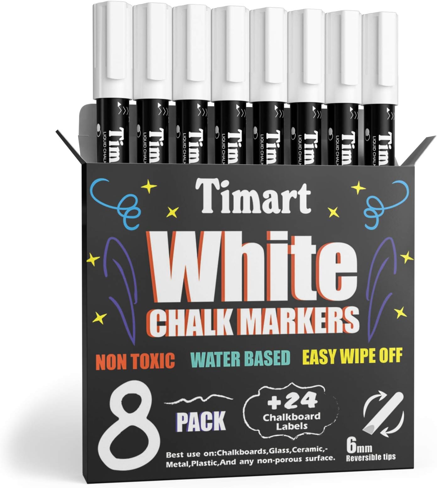 Liquid Chalk Marker Pen White, Dry Erase for Chalkboard